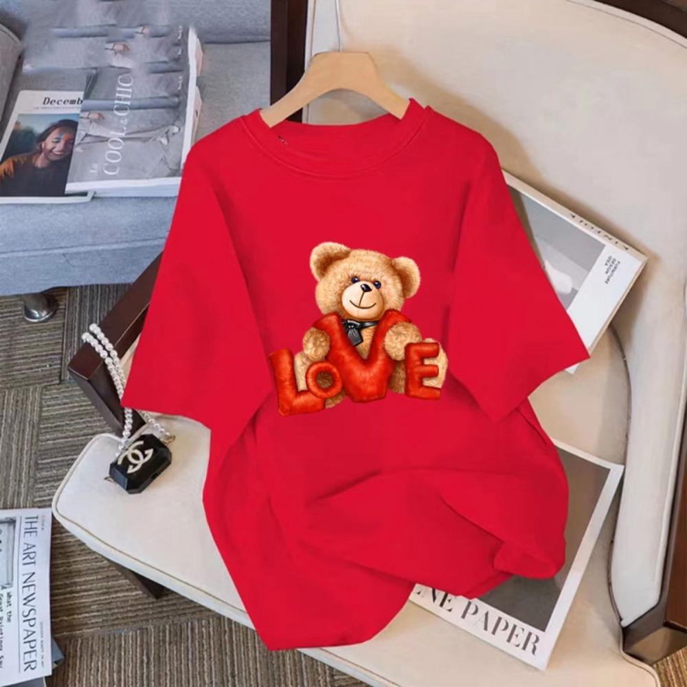 New Women's Plus Size Street Style Short Sleeved Casual Round Neck Women's T-shirt Medium Long Fashionable Loose Summer Plus Size Clothing