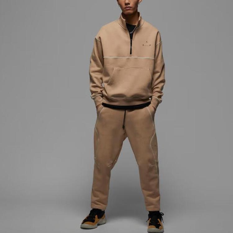 Jordan 23 Engineered Alphanumeric Print Half-Zip Fleece Collar Jacket Men Outerwear Beige DV7680-254