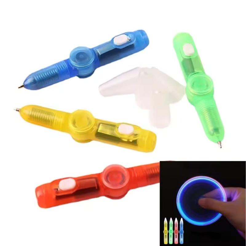 Set di 4 Penne Giroscopio da Dita Decompressione Rotante Penna a Sfera con Luce LED Giocattolo Regalo per Bambini con Luce Integrata