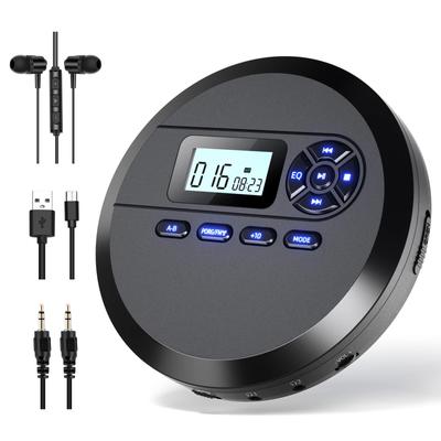 Portable CD Player with Compact FM 2000mAh Rechargeable DESOBRY Skip 5 EQ 32GB TF Supports ASP for Skip AUX Dual Earphone and Japanese Instruction
