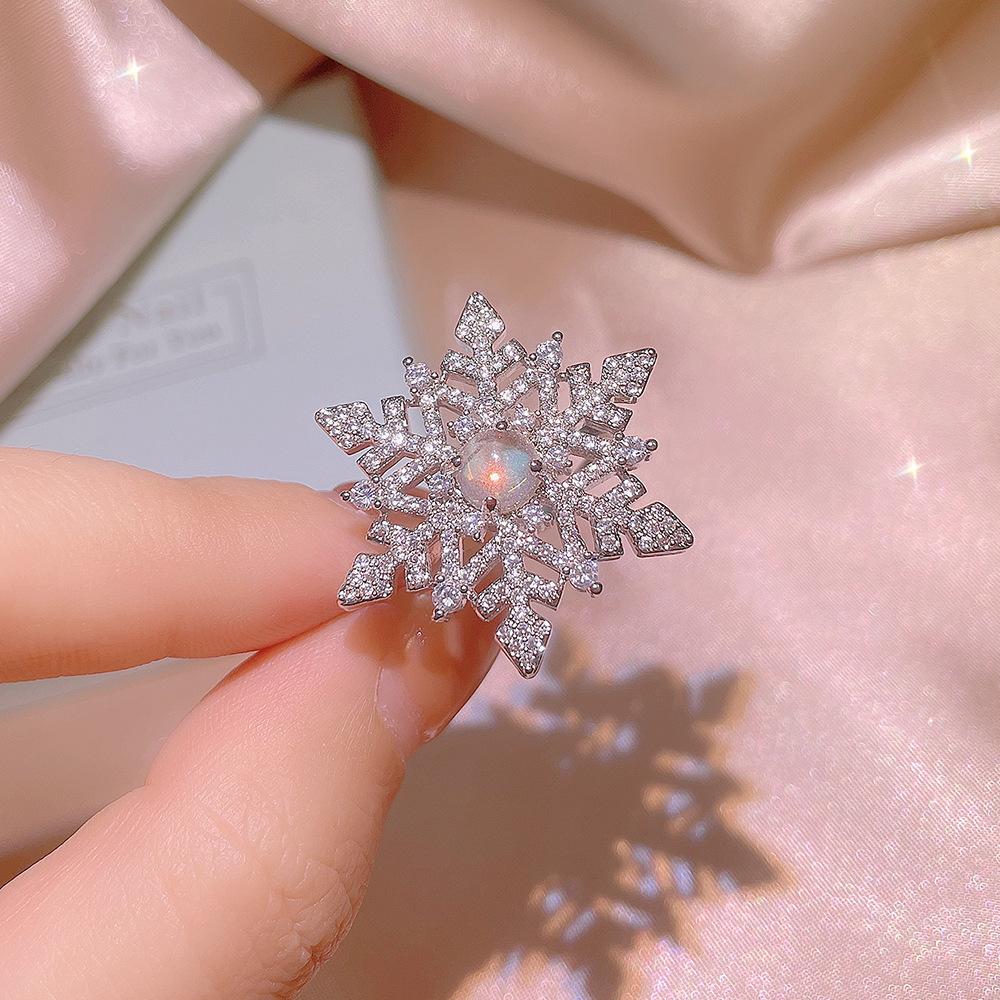 

Серебряный Новый Снежинка Сверкающий Циркон Открытое Кольцо Ожерелье Серьги-пусеты Набор Женские Вечерние Свадебные Украшения Рождественский Подарок resizable&45cm