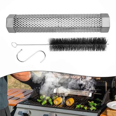 Stainless Steel Barbecue Smoke Pipe Cold Smoke Generator BBQ Charcoal Smoke Pipe Outdoor Barbecue Fruit Wood Smoke Pipe