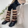 1 Pair Kids Striped Leg Warmers Warm Knitting Knee High Socks Stylish Socks Sleeve Winter Essential Clothing Accessories