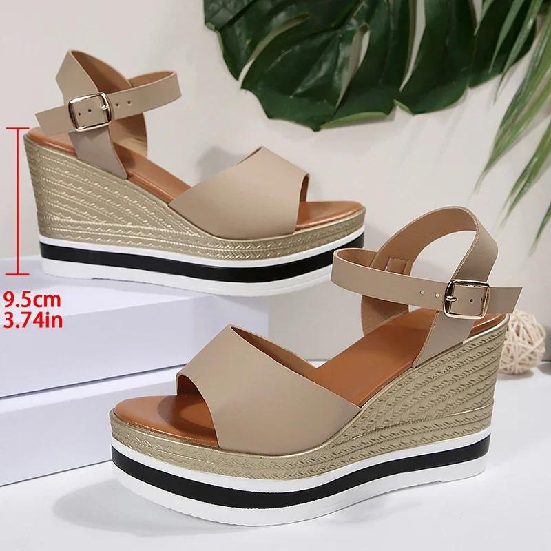 Fashion Women Sandals Wedges Sandals Women Shoes 2025 Plus Size 36-43 Chunky Heels Sandals Summer Platform High Heels Sandalias De Mujer