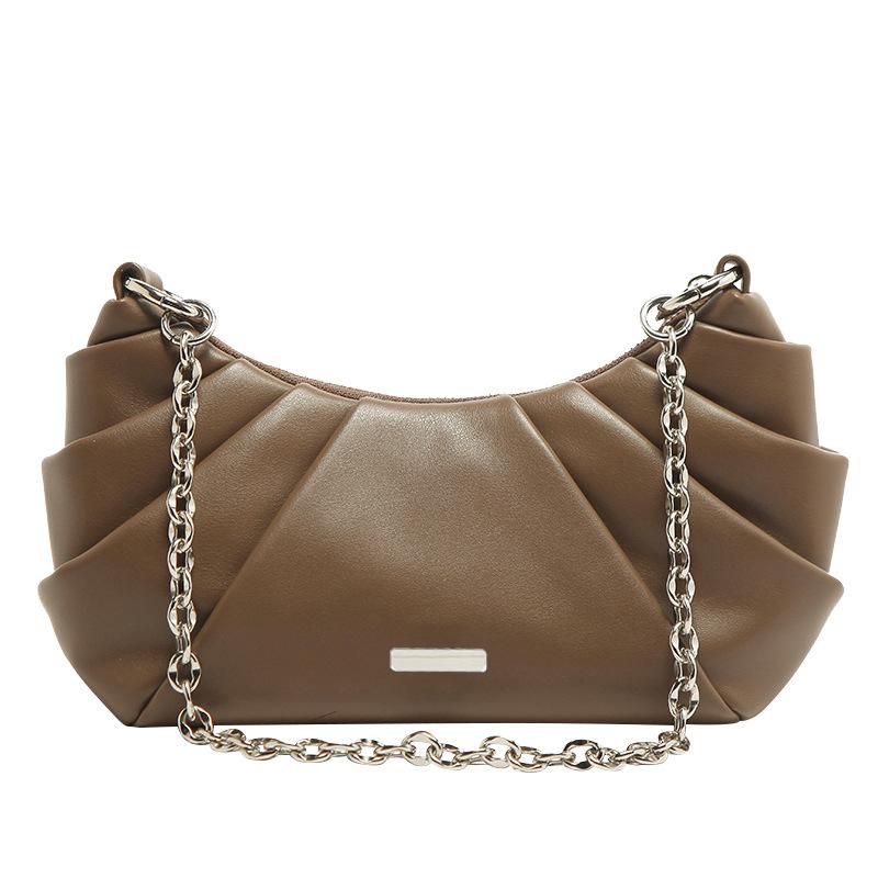 Новая женская сумка на цепи с рожком Ретро плиссированная сумка под мышку Высококачественная и универсальная сумка через плечо 4890₽