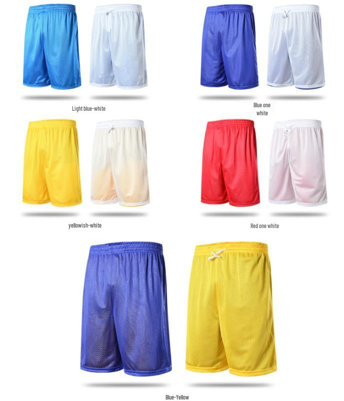 Men's Plus Size Breathable Double-Sided Basketball Shorts - Over-the-Knee, Loose Fit, Sweat-Absorbing, Trendy Sportswear.