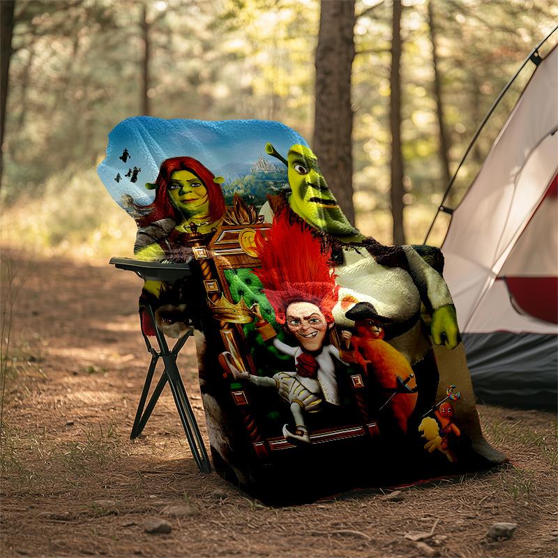 1pc Shrek1 Theme Blanket - Digital Print, Polyester, Cozy for All Seasons, Perfect for Outdoor, Camping, and Travel