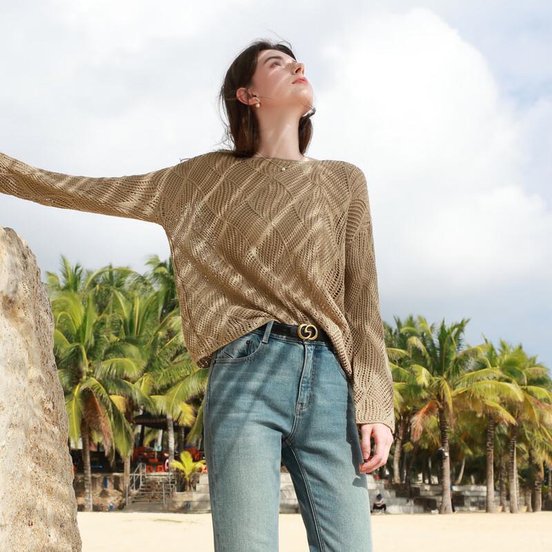 Women's Hollow-Out Textured Knit Pullover