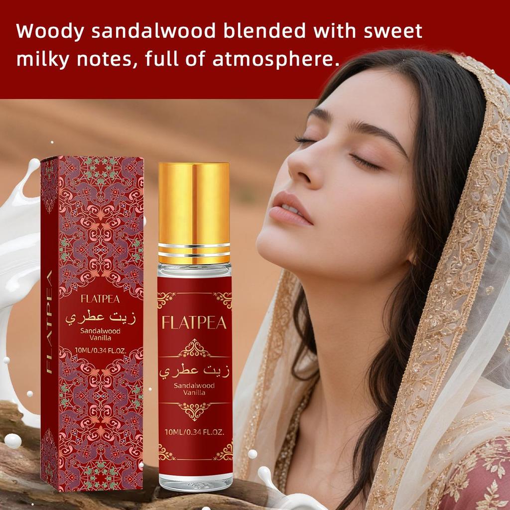 Arabic Sandalwood Perfume Oil - Long-lasting Rollerball, Alcohol-Free, 10ml Natural Essential Oil
