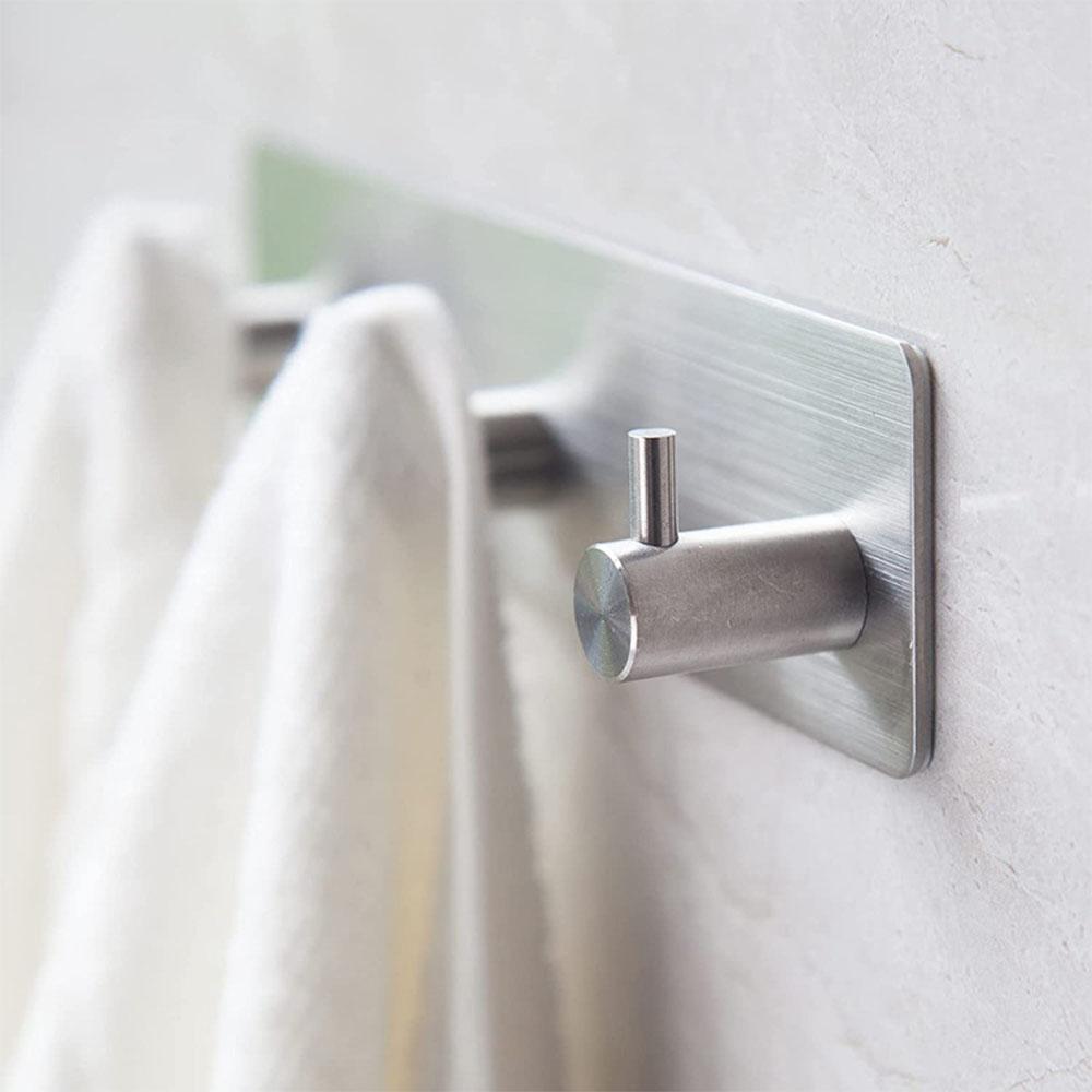 Sticker Adhesive Stainless Steel Hooks Wall Door Clothes Coat Hat Hanger Kitchen Bathroom Rustproof Towel Hooks