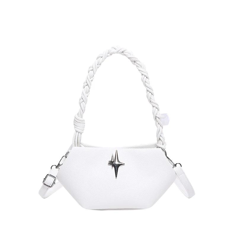 Large Capacity Shoulder Bag for Women Fashion Solid PU Bag Delicate Handle