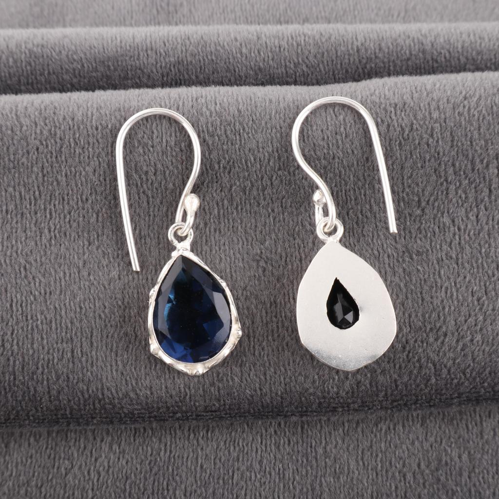 London Blue Topaz Jewelry, 925 Solid Sterling Silver Earrings, Handmade Gemstone Jewelry Earrings For Memorial Day