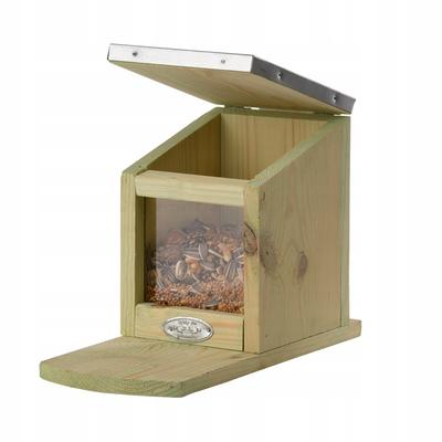 Wooden Squirrel Feeder - Galvanized Roof