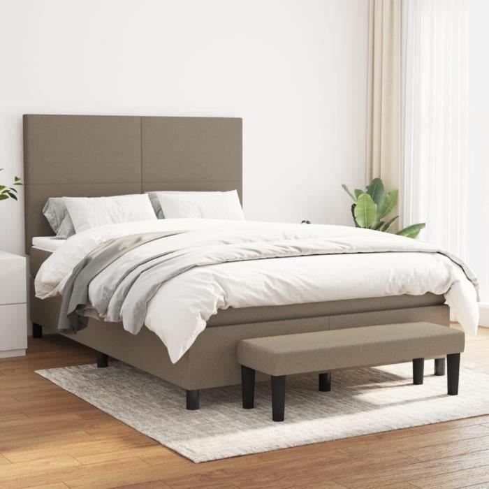 3136433 vidaXL Divan Bed with Mattress Taupe 140x190 Cm Fabric