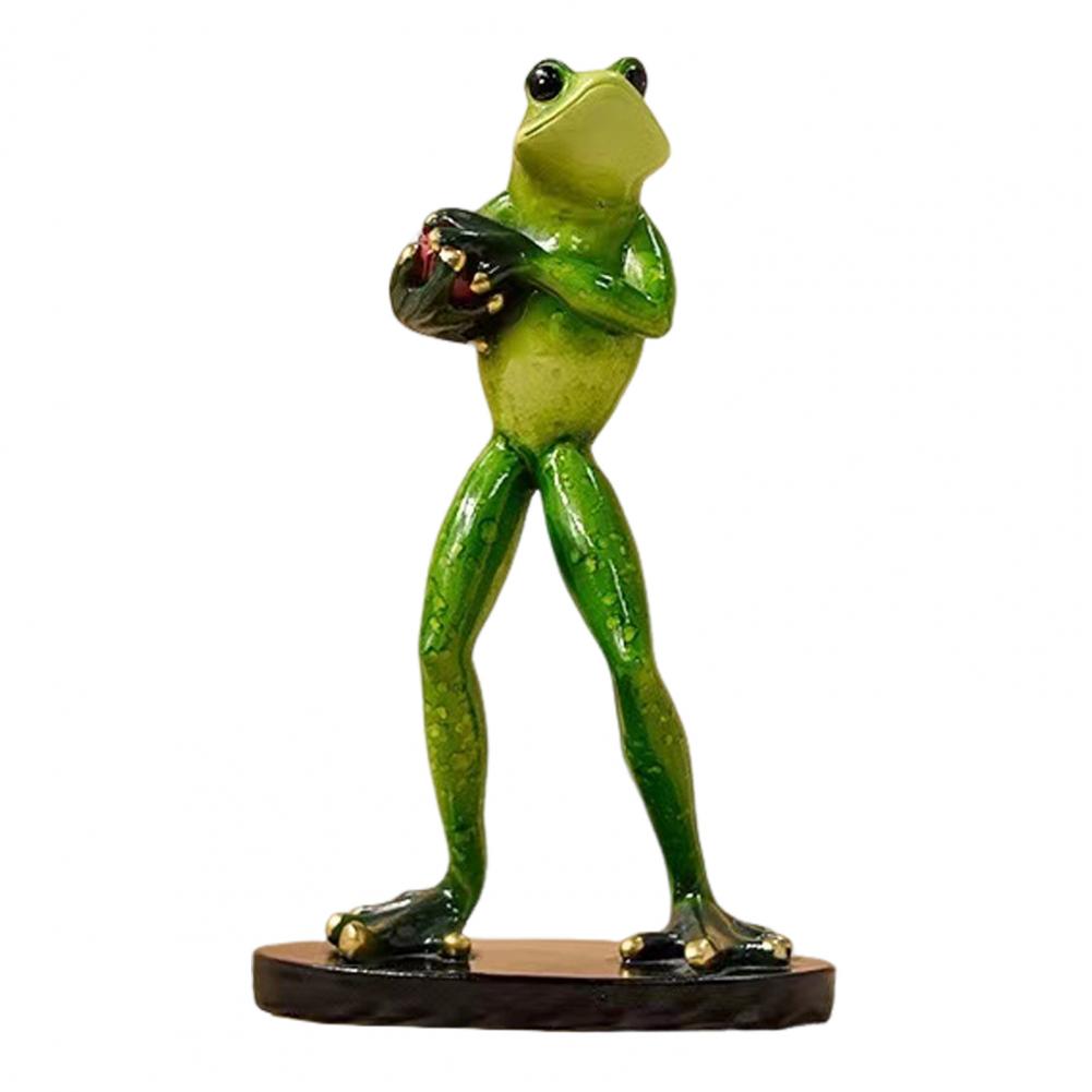 Cartoon Couple Frog Figurine Yoga Frog Statue Resin Sports Frog Sculpture Home Office Desktop Decoration Ornament
