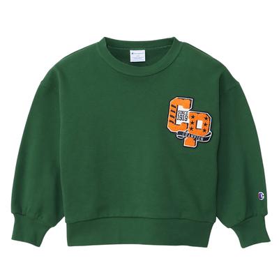 Sweatshirt Kids Long Sleeve Round Neck Cotton Loose Fit Graphic Logo Print Crew Neck Sweatshirt Boys Casual Dark Green [Champion] 100% CK-Y007