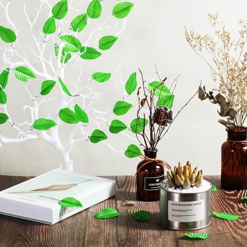 150Pcs Green Leaves Artificial Rose Leaves Fake Flower Head Faux Leaf for Scrapbooking Home Decor Wedding Garland Decoration
