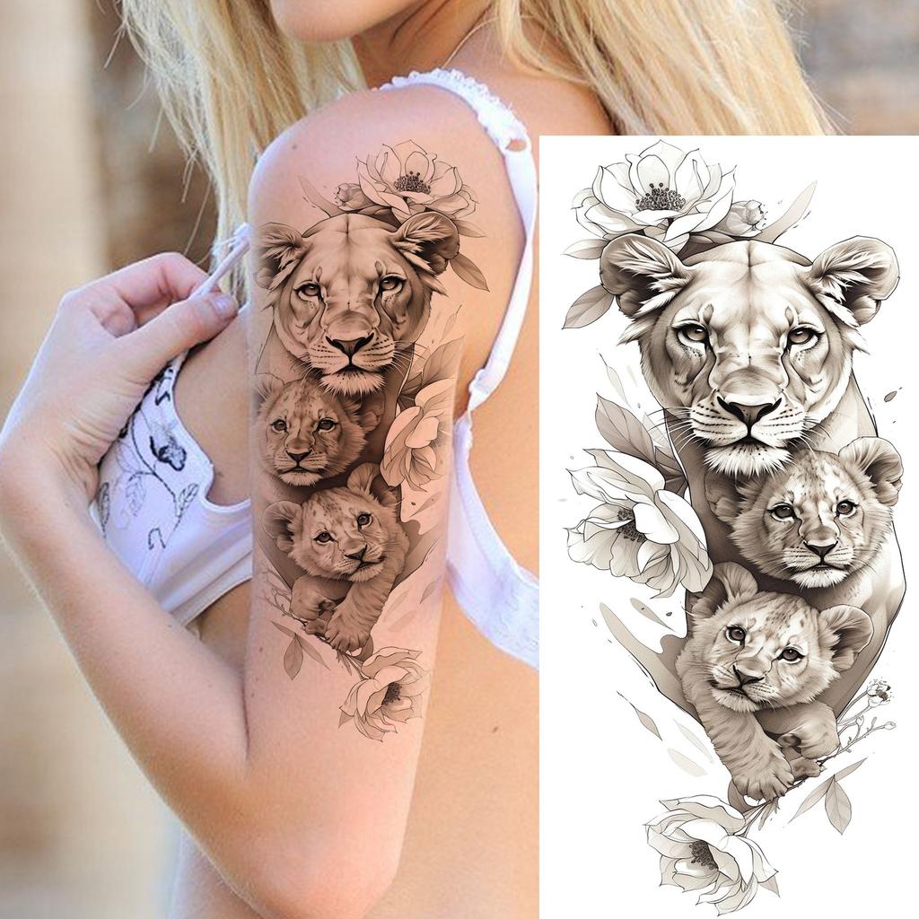 1 list Unikátní Akvarelový Lev Tygr Zvířata Dočasné Tetování Dlouhotrvající Vodotěsný Liška Sova Falešná Tetovací Nálepka Body Art Tetování