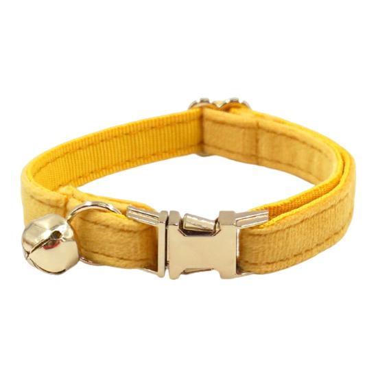 Cat Collar Velvet Solid Color Pet Chocker Necklace with Bell Adjustable Neck Collar for Cat Kitten Puppy Small Dogs