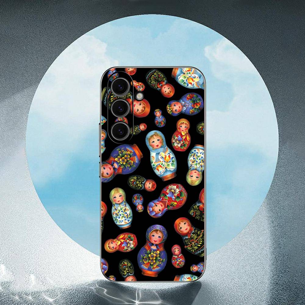 Russian Dolls Matryoshka For Samsung Galaxy S23 S24 S25 Ultra S22 Plus S21 Black Soft Case Waterproof Soft Case