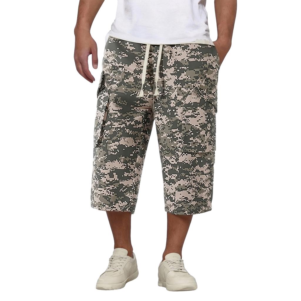 Men's Casual Lightweight Breathable Drawstring Cargo Shorts Loose Fit Stretchable Sportswear with Multiple Large Pockets for Outdoor Activities