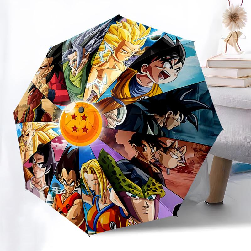 

1pc Dragon Ball Z Characters Automatic Folding Umbrella - Portable 3-Fold Design with 8-Bone Iron Frame - Outdoor - Ideal Gift for Fans, Travelers, Ev
