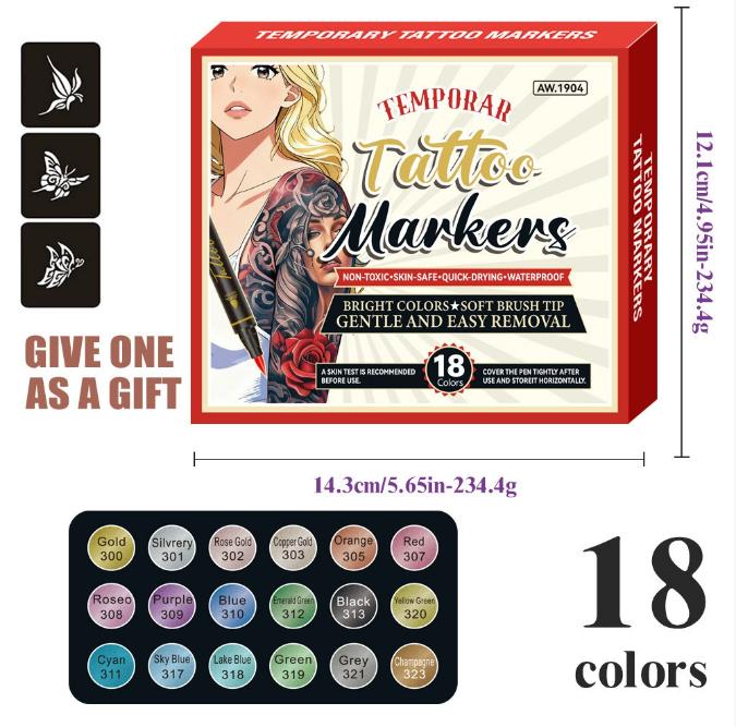 Soft Head Skin Marker Plastic Set Erasable Dual-Sided Writing Children Holiday Facial Body Painting Temporary Tattoo Pen