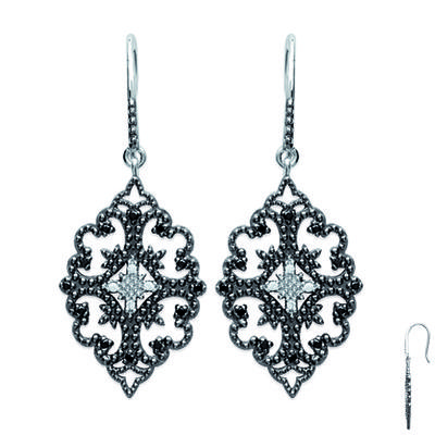 [L5028] - Ohrringe Silber 'Carmen' schwarz silbern (rhodiniert) - 38x15 mm