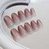 Cat's eye wearing nail piece Solid color removable nail manicure piece Simple ins wind nail patch Round head nail type