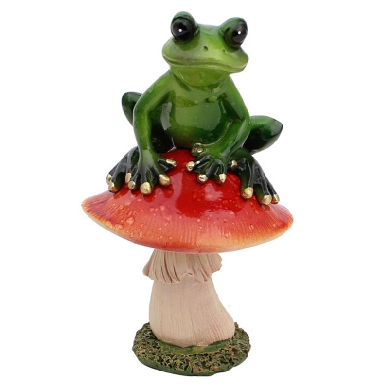 Frogs Statue for Garden Decors Green Frogs Figurines Resin Animal Sculptures Desk Ornament Collectible Gift Women Men