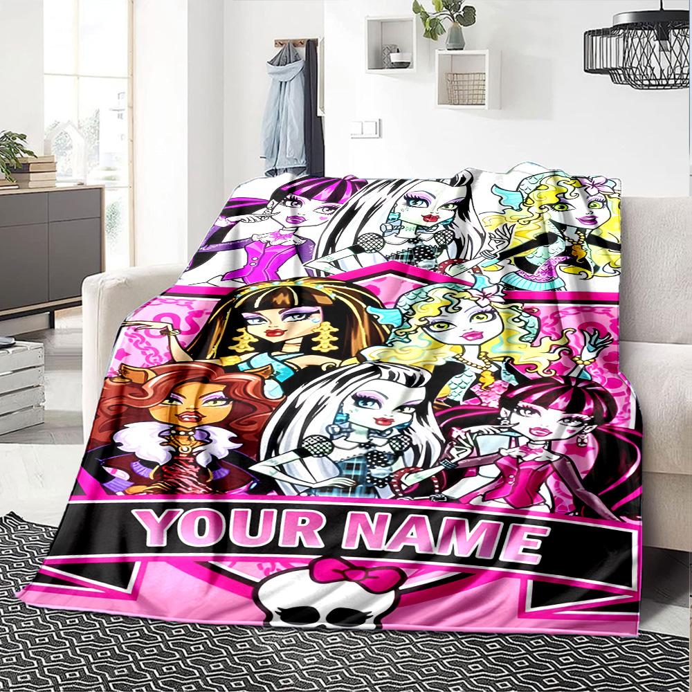 Customizable Monster High Draculaura4 Throw Blanket – Personalized Name, All-Season Cozy Snug Blanket, Machine Washable, Personalized Blanket