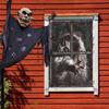 M-Modern-Halloween Window Decoration Horror Long Hair Woman Horror Window Background Halloween Window Poster Decoration