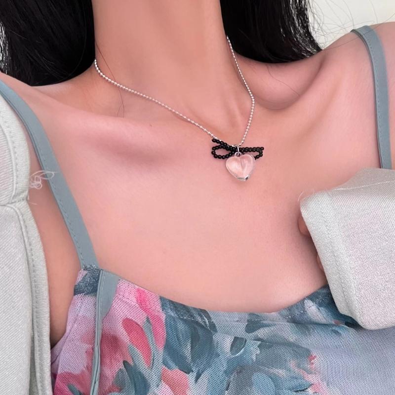 Simulated Pearl Necklace Female Temperament Pearls Bowknot Collarbone Chain Student Adjustable Chain Sweater Chain