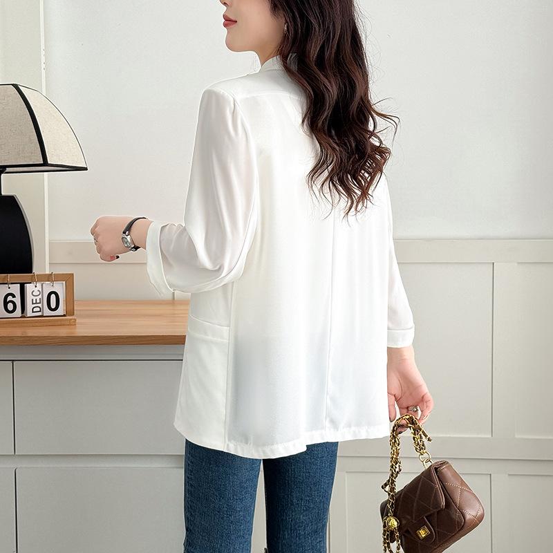 Plus Size Women's Spring/Summer Lightweight Blazer - Loose, Slimming, 3/4 Sleeve, Natural Shoulder.