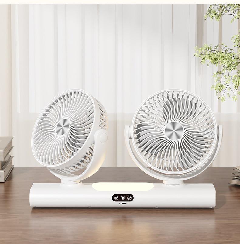 

Adjustable Double-Head Fan with Light for Home & Outdoor - Multi-functional Desktop Mini Fan 38*7.5*22.5 cm