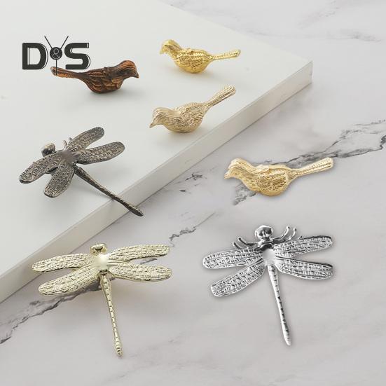 Zinklegering Dragonfly Skåphandtag Vintage Fågel Lådhandtag Garderob Toalettbord Skåpdörr Knopp Metall Draghandtag Kontor Hem Kök Dekoration