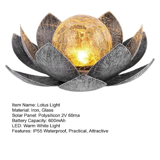 Solar Powered Lotus Light Automatic On/Off IP55 Waterproof Wireless Design Solar Garden Lamp Lawn Patio Outdoor Decoration