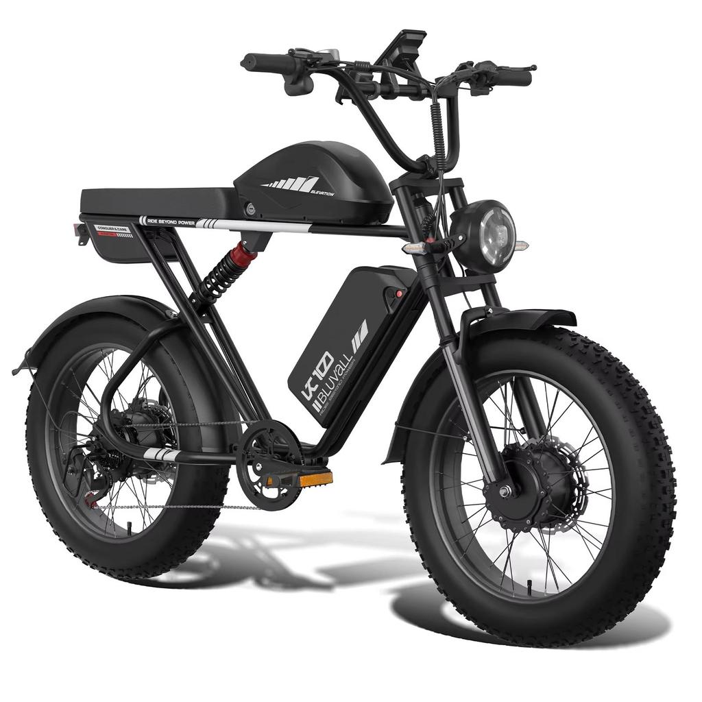 Ny K10 terräng elcykel 2000W dubbelmotor 52V 43Ah dubbelt batteri 20 * 4,0-tums tjockt däck elcykel hydraulisk broms