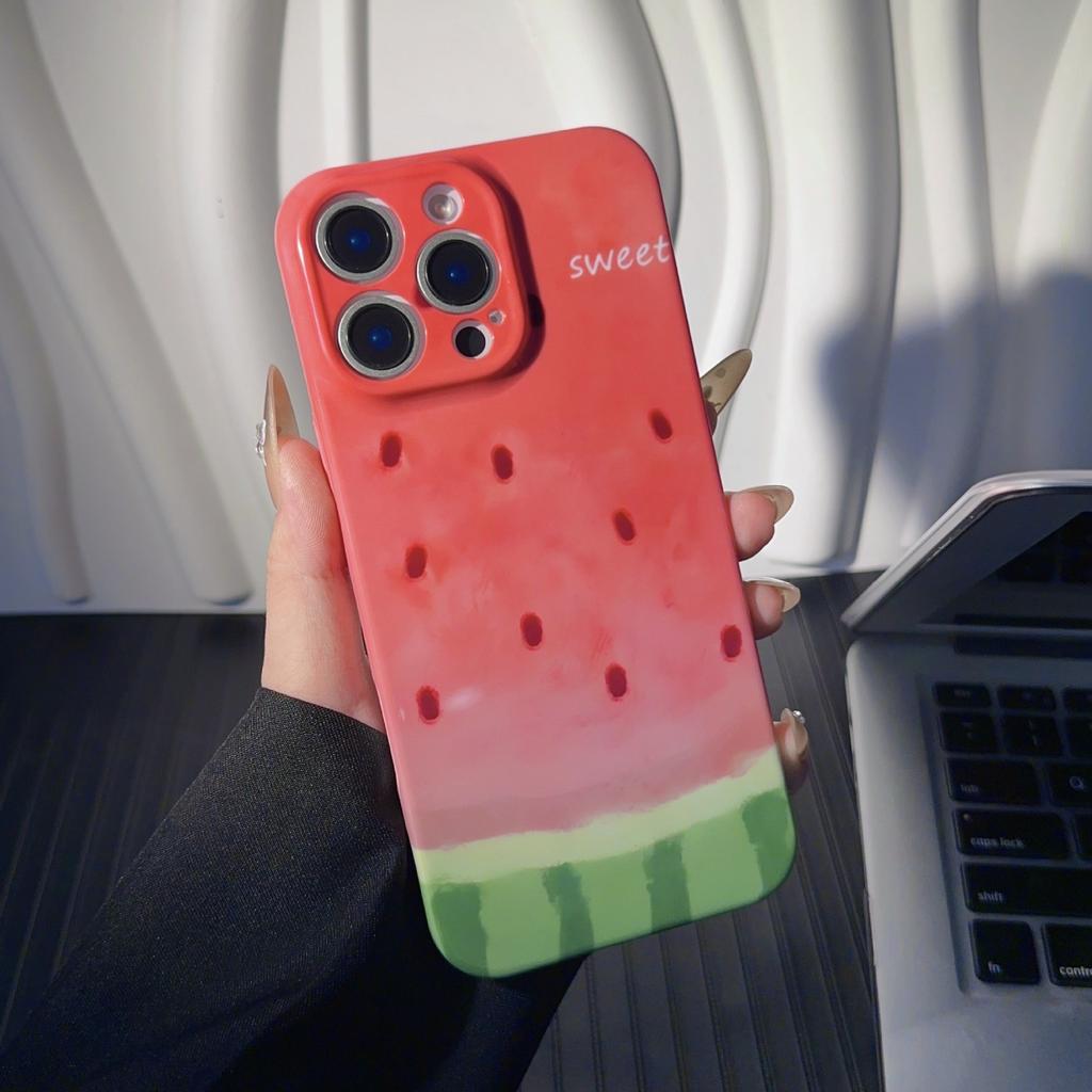 Apple 11promax mobile phone case for summer watermelon mirror holder, new Iphone11 film case fine hole cover
