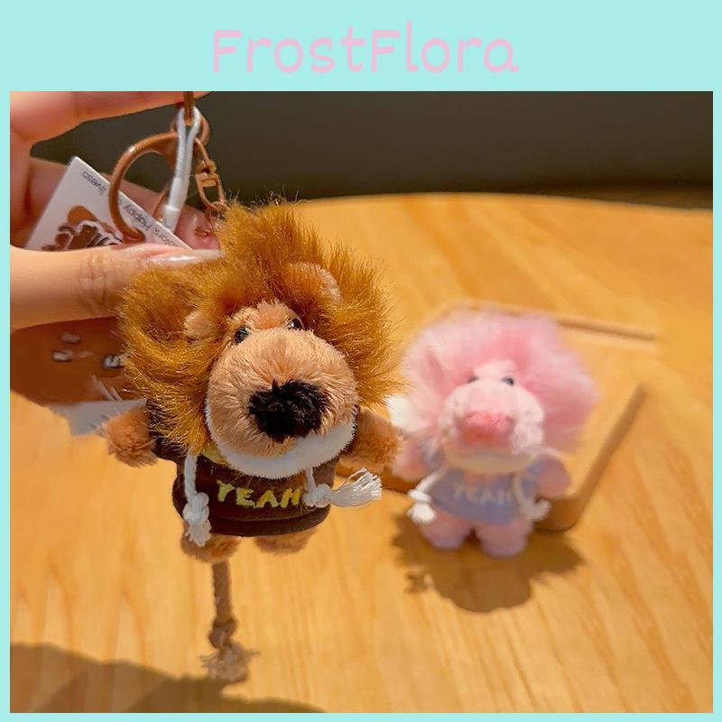 Cute Letter Embroidered Hoodie Nien Lion Plush Toy Pendant Keychain For Bags And Keys