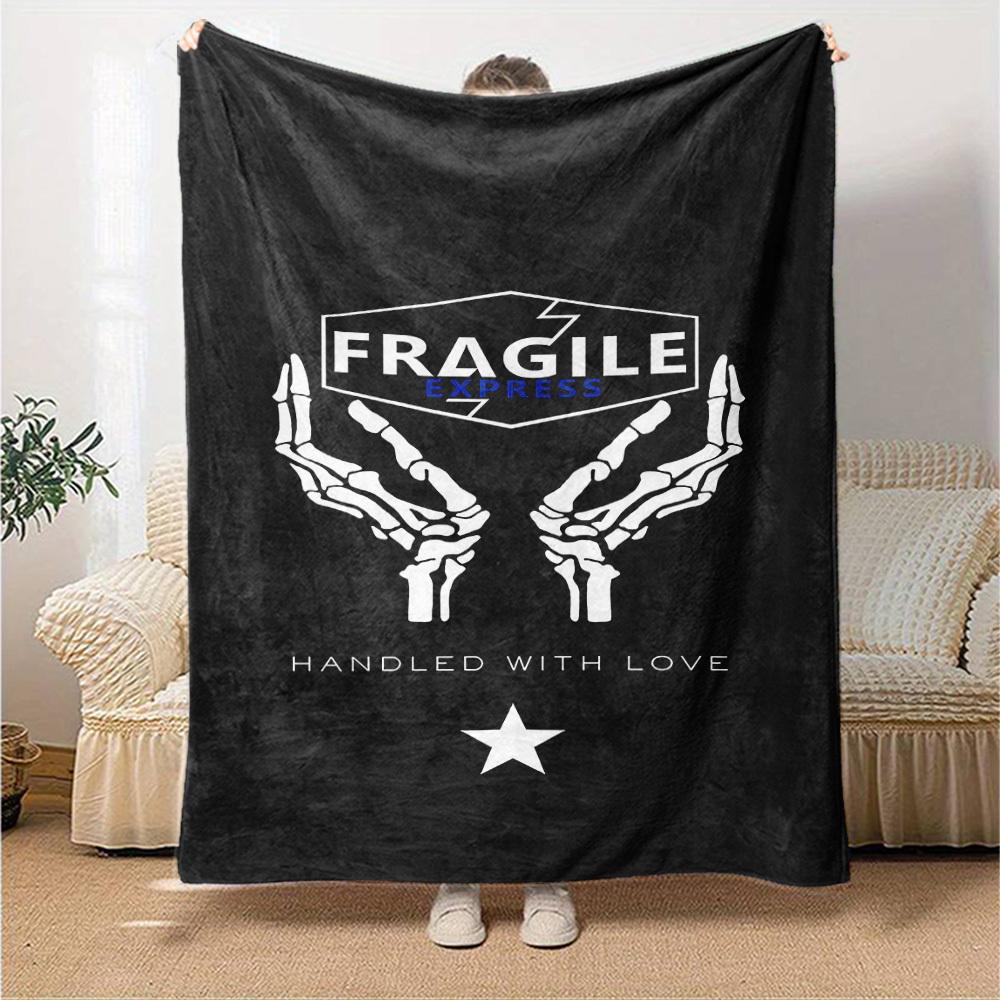1pc FRAGILE EXPRESS Soft Flannel All Season Throw for Home, Office, Outdoor UseDurable Comfort Soft Warm Throw for Home