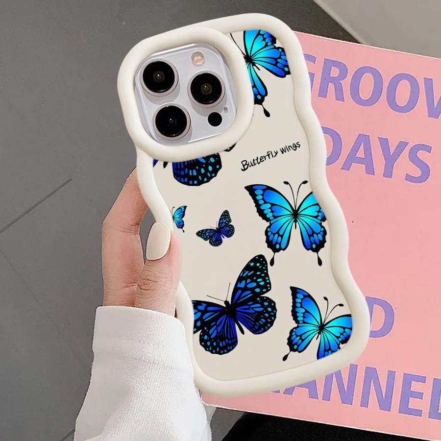 Case for iPhone XR 16 Pro Max 13 8 15 Plus 14 11 12 17 Air Soft Phone Cover Blue Butterfly