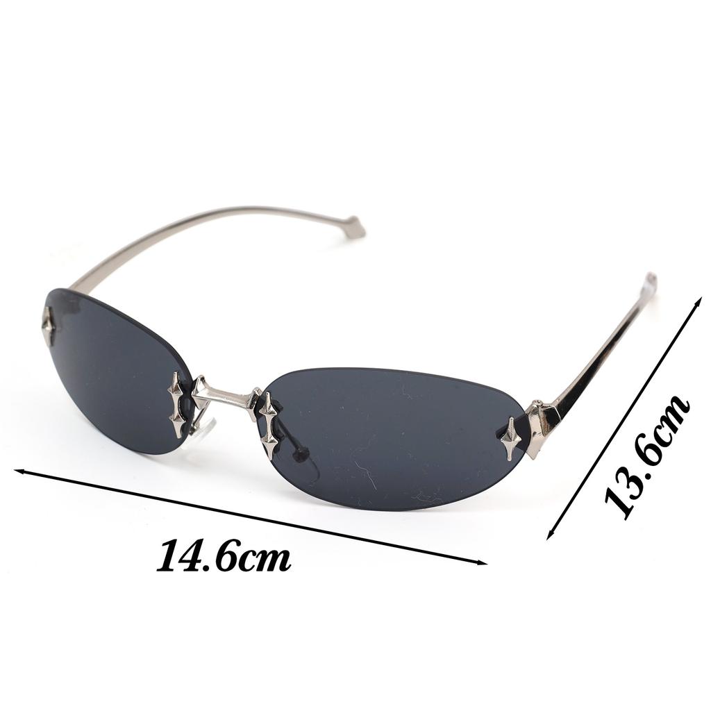 Women Girls Korean Y2K Square Frameless Anti Blue Light Glasses High-end and Spicy Style Sunglasses