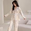 Premium Pajamas Women's Spring and Autumn Thin Long-sleeved Trousers Simple Casual Women's Loungewear Two-piece Set Can Be Worn Outside