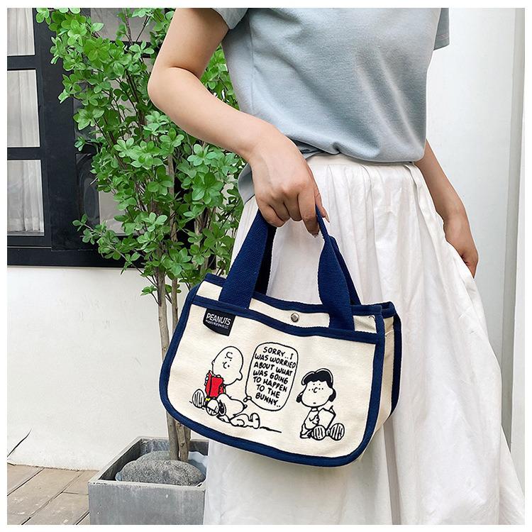 

2025 Cartoon Canvas Crossbody & Lunch Box Bag синий