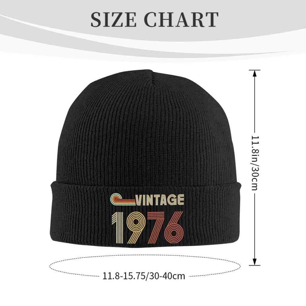 Unisex Slouchy Beanie Born in 1976 vintage age 50 years old funny 50th birthday Merch Winter Knitting Skull Cap  Bonnet Hats