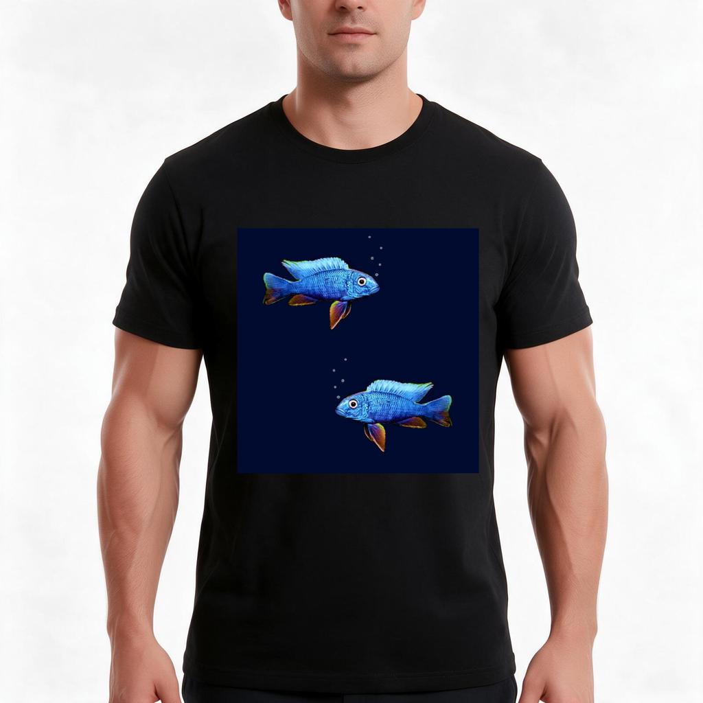 African Cichlid Fish Tshirt Summer Casual Cotton Tee Oversized Streetwear Tops Vintage Graphic Print Loose Fit Short Sleeve