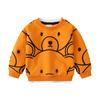 Autumn Trend Boys Sweater Monochrome Cartoon Bear Casual Top Crew Neck Cotton Long Sleeve Children's Pullover