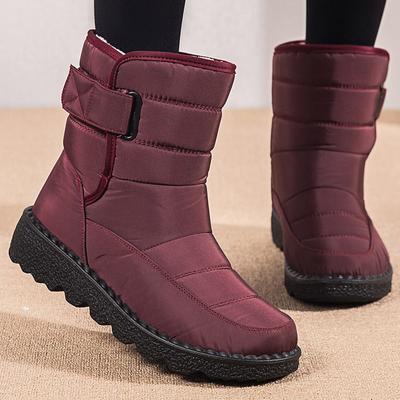 Winterstiefel Damen Stiefel Warm Pelz Plüschfutter Regenstiefel Schneestiefel Plateauschuhe Schneestiefel Wasserdicht Stiefeletten Damen Niedrige Absätze