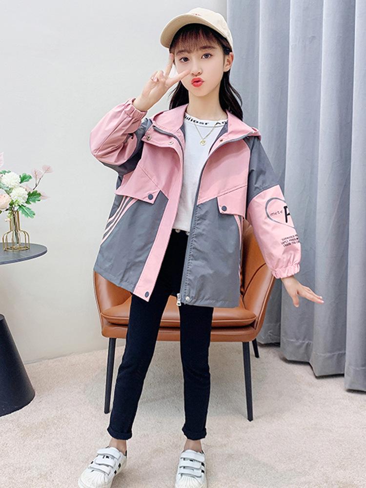 Girls' Spring 2026 Windbreaker: Hooded, Drawstring Jacket for Little to Large Children